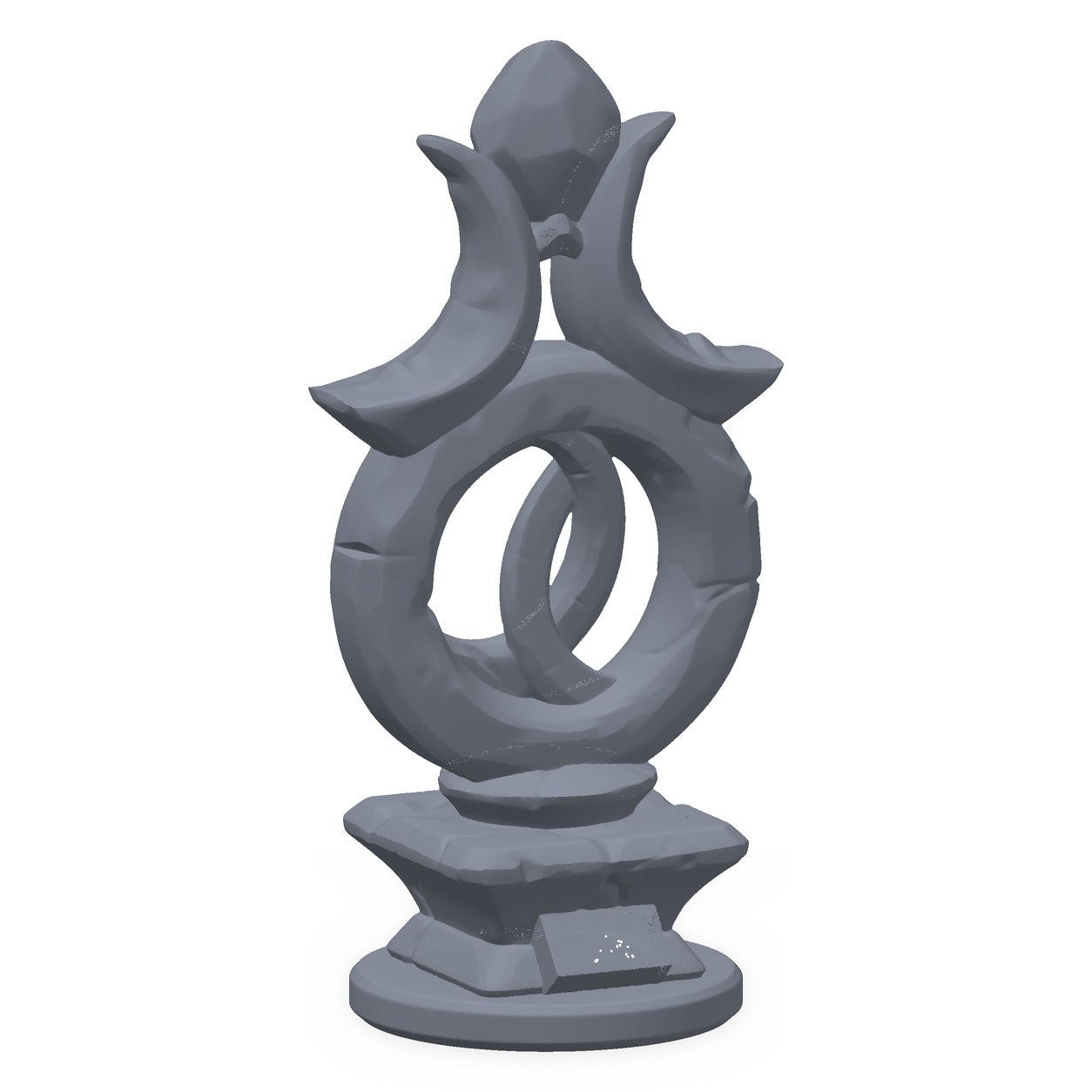 3D-printet alvehelligdom i grå PLA – terrengrekvisitt til D&D og Pathfinder.