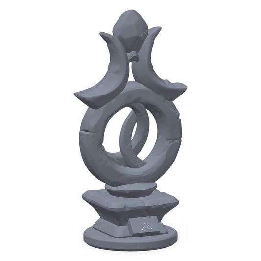 3D-printet alvehelligdom i grå PLA – terrengrekvisitt til D&D og Pathfinder.