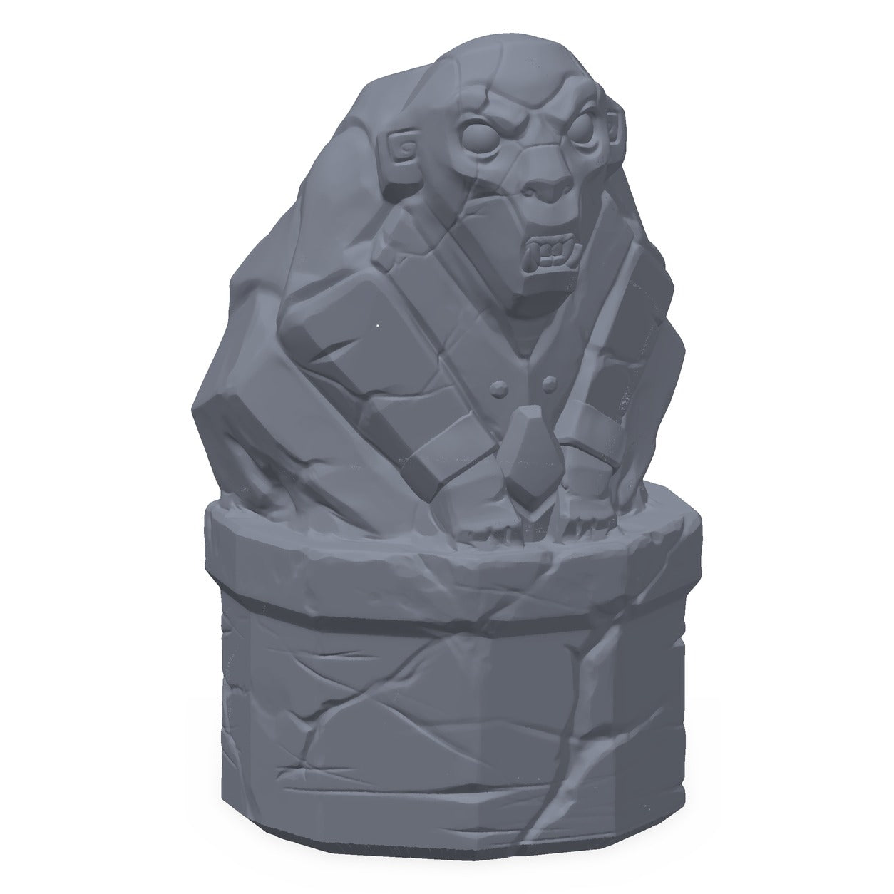 3D-printet ildidol i grå PLA – terrengrekvisitt til D&D og Pathfinder.
