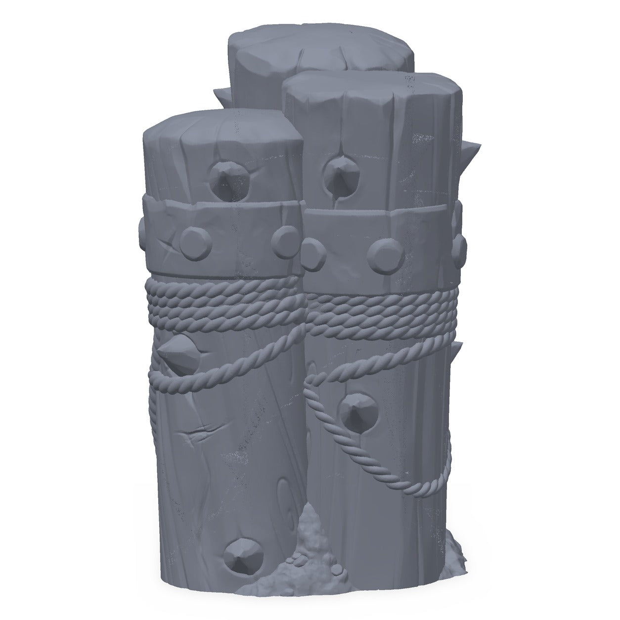 3D-printet gnollhaug i grå PLA – terrengrekvisitt til D&D og Pathfinder.