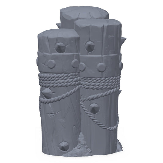 3D-printet gnollhaug i grå PLA – terrengrekvisitt til D&D og Pathfinder.