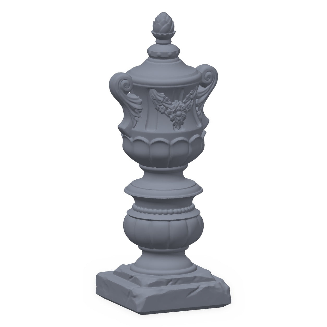 3D-printet gresk ornament i grå PLA – terrengrekvisitt til D&D og Pathfinder.