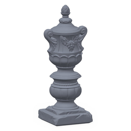 3D-printet gresk ornament i grå PLA – terrengrekvisitt til D&D og Pathfinder.