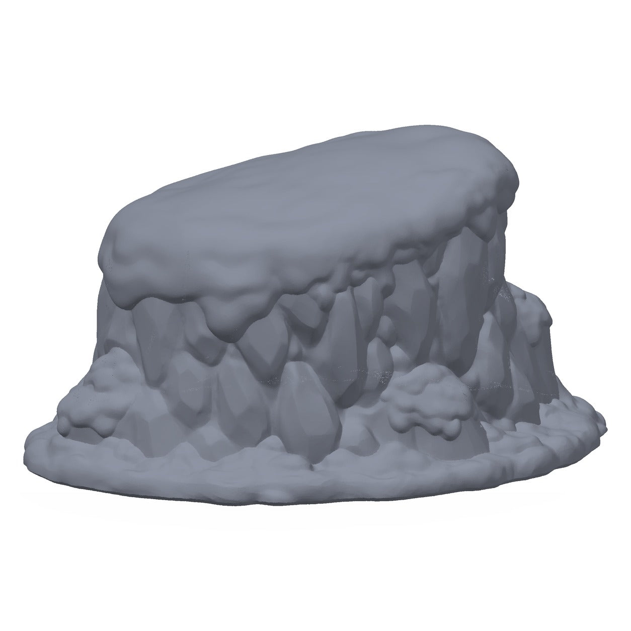 3D-printet isklippe i grå PLA – terrengrekvisitt til D&D og Pathfinder.