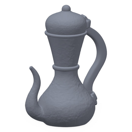 3D-printet krukke i grå PLA – terrengrekvisitt til D&D og Pathfinder.