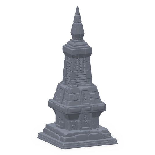 3D-printet jungelmonolitt i grå PLA – terrengrekvisitt til D&D og Pathfinder.