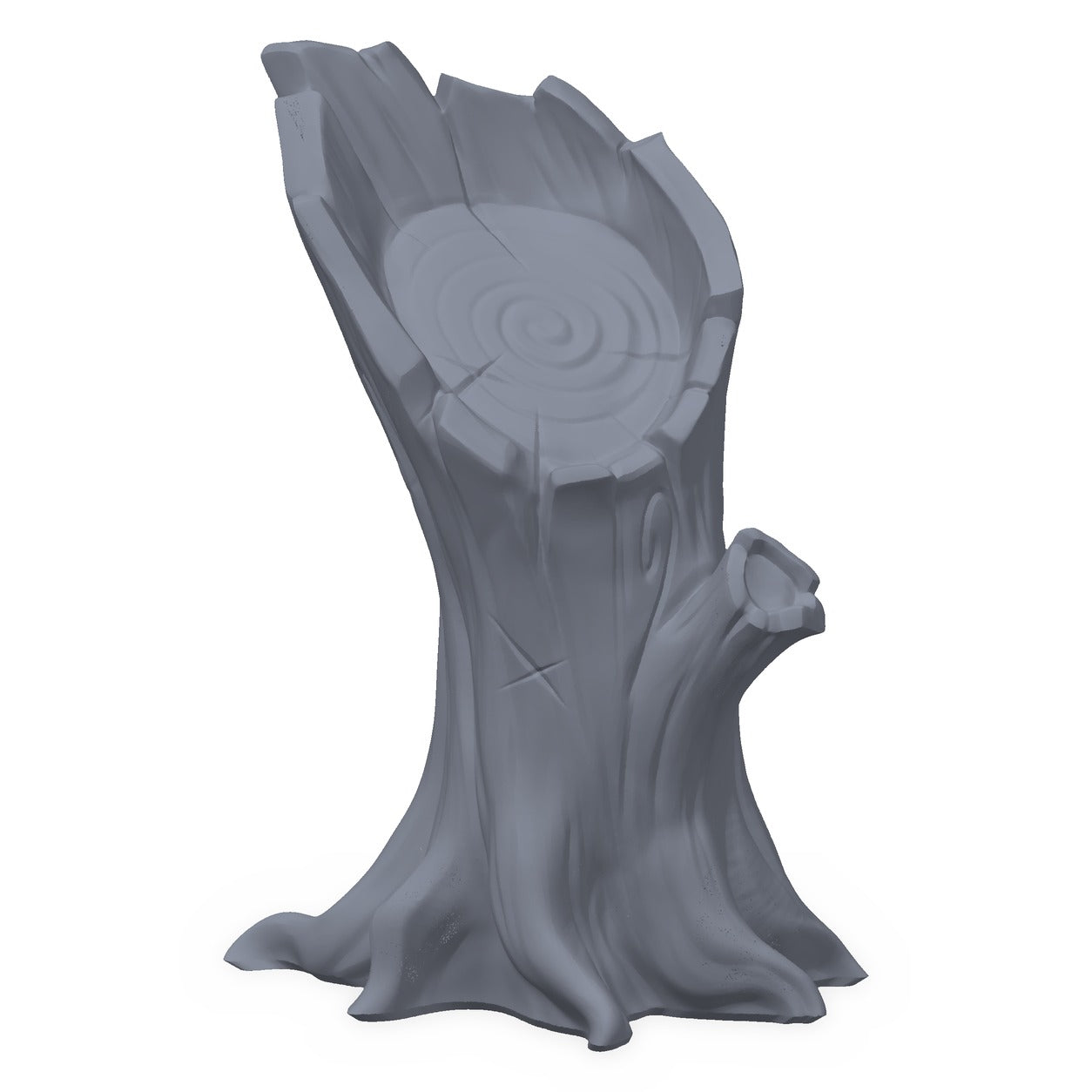 3D-printet enslig tre i grå PLA – terrengrekvisitt til D&D og Pathfinder.