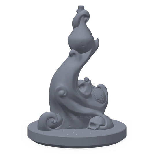 Grå 3D-printet rekvisitt av en magisk energiutladning, til D&D og Pathfinder.
