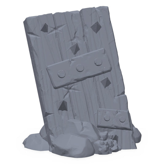 3D-printet ruinskanse i grå PLA – terrengrekvisitt til D&D og Pathfinder.