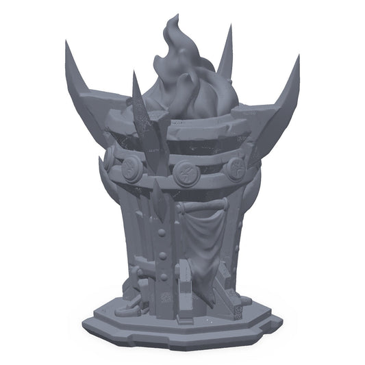 3D-printet orkefakkel i grå PLA – terrengrekvisitt til D&D og Pathfinder.