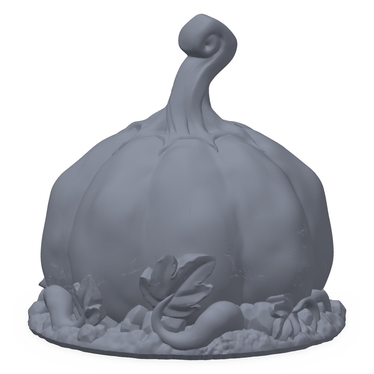 3D-printet gresskar i grå PLA – terrengrekvisitt til D&D og Pathfinder.