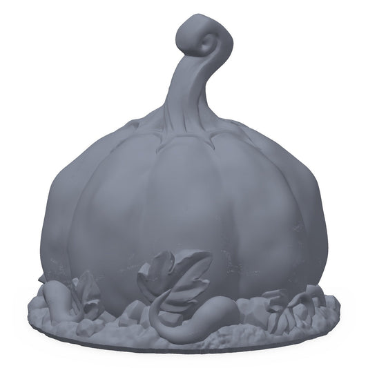 3D-printet gresskar i grå PLA – terrengrekvisitt til D&D og Pathfinder.