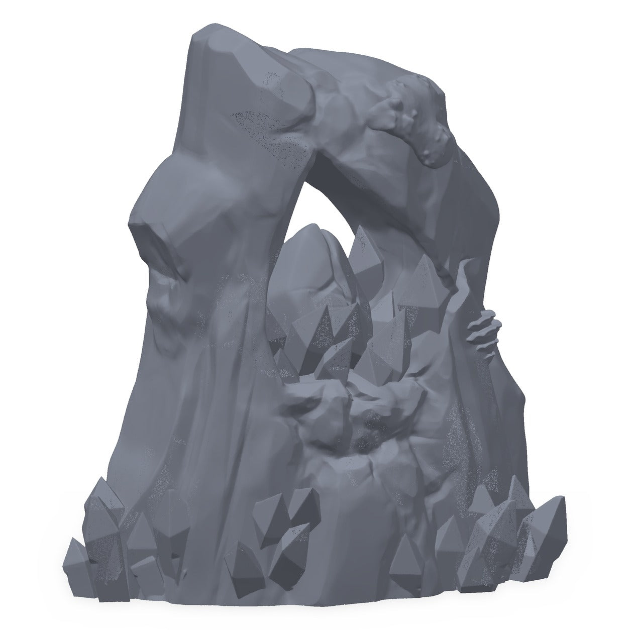 3D-printet rottestein i grå PLA – terrengrekvisitt til D&D og Pathfinder.