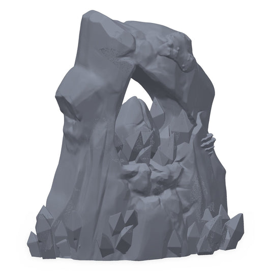 3D-printet rottestein i grå PLA – terrengrekvisitt til D&D og Pathfinder.