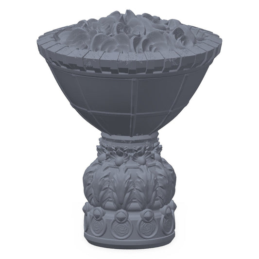 3D-printet rosepotte i grå PLA – terrengrekvisitt til D&D og Pathfinder.