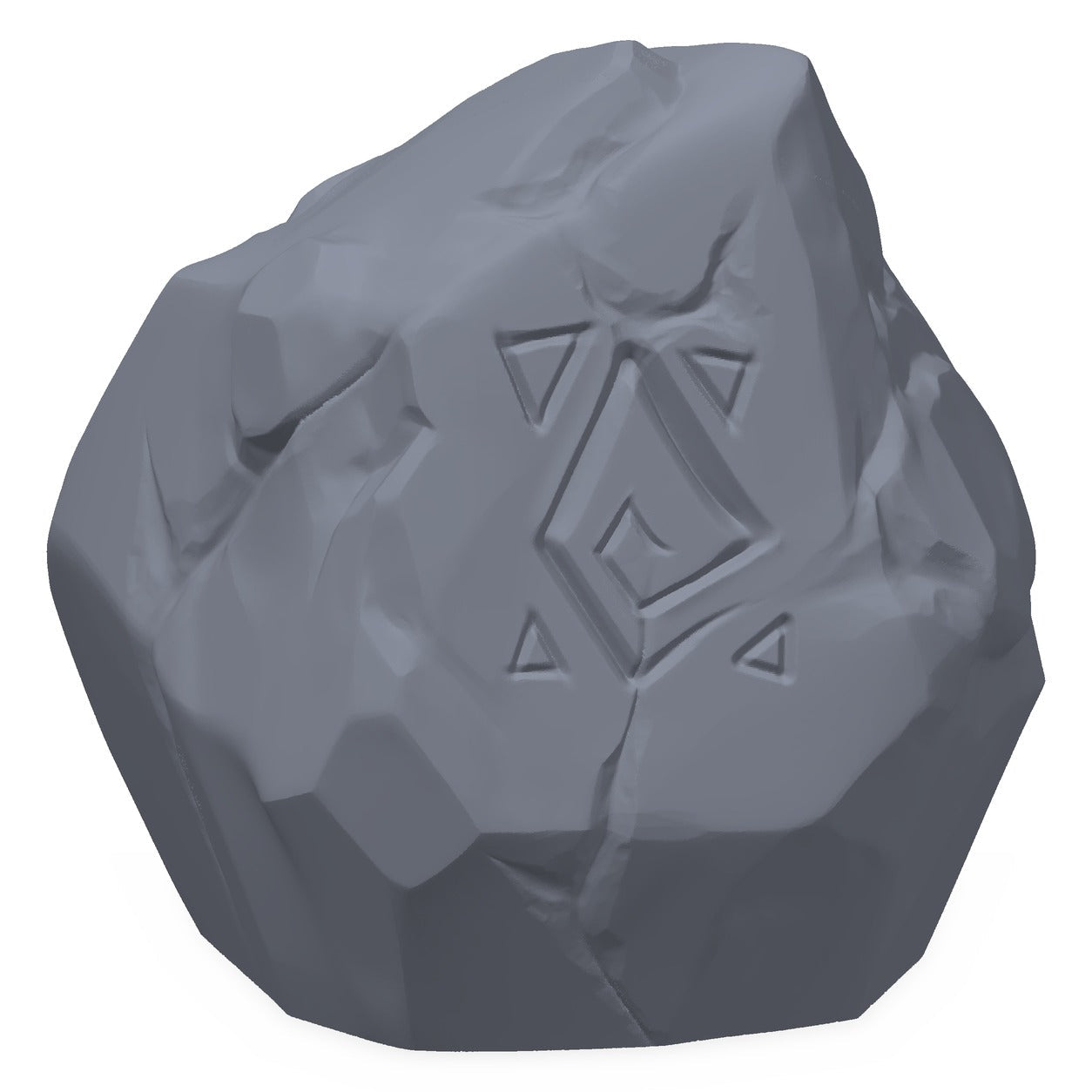 3D-printet runeklippe i grå PLA – terrengrekvisitt til D&D og Pathfinder.
