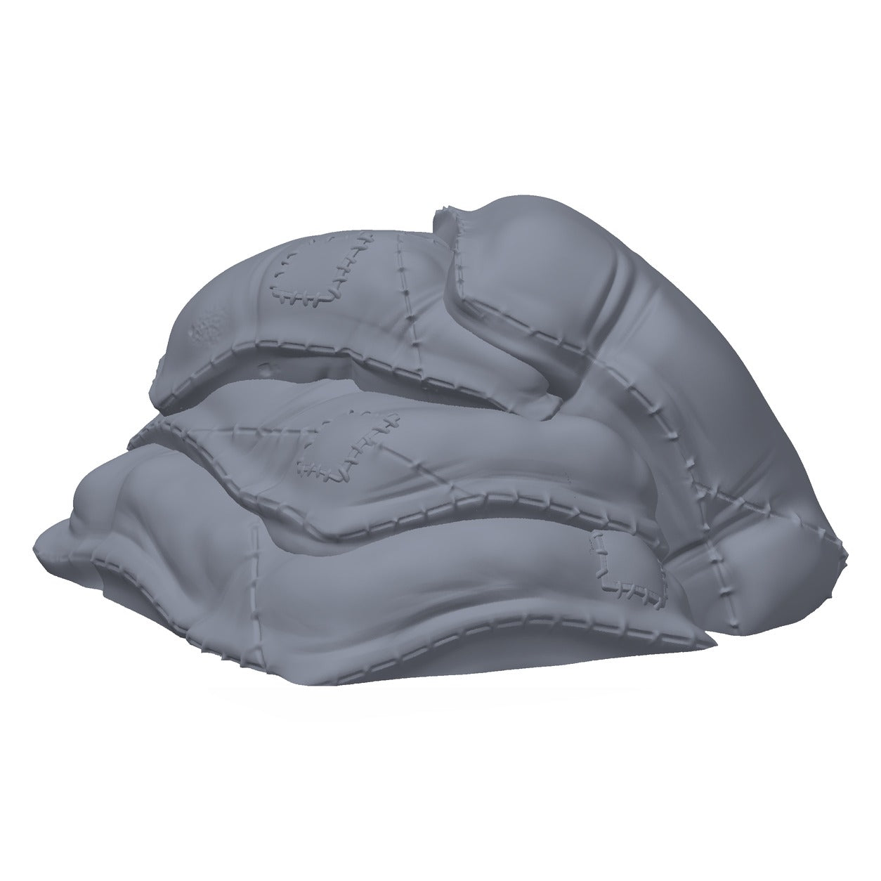 3D-printet sekkehaug i grå PLA – terrengrekvisitt til D&D og Pathfinder.