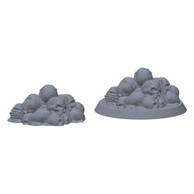 3D-printet hodeskallehaug i grå PLA – terrengrekvisitt til D&D og Pathfinder.