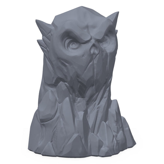 3D-printet skallestein i grå PLA – terrengrekvisitt til D&D og Pathfinder.