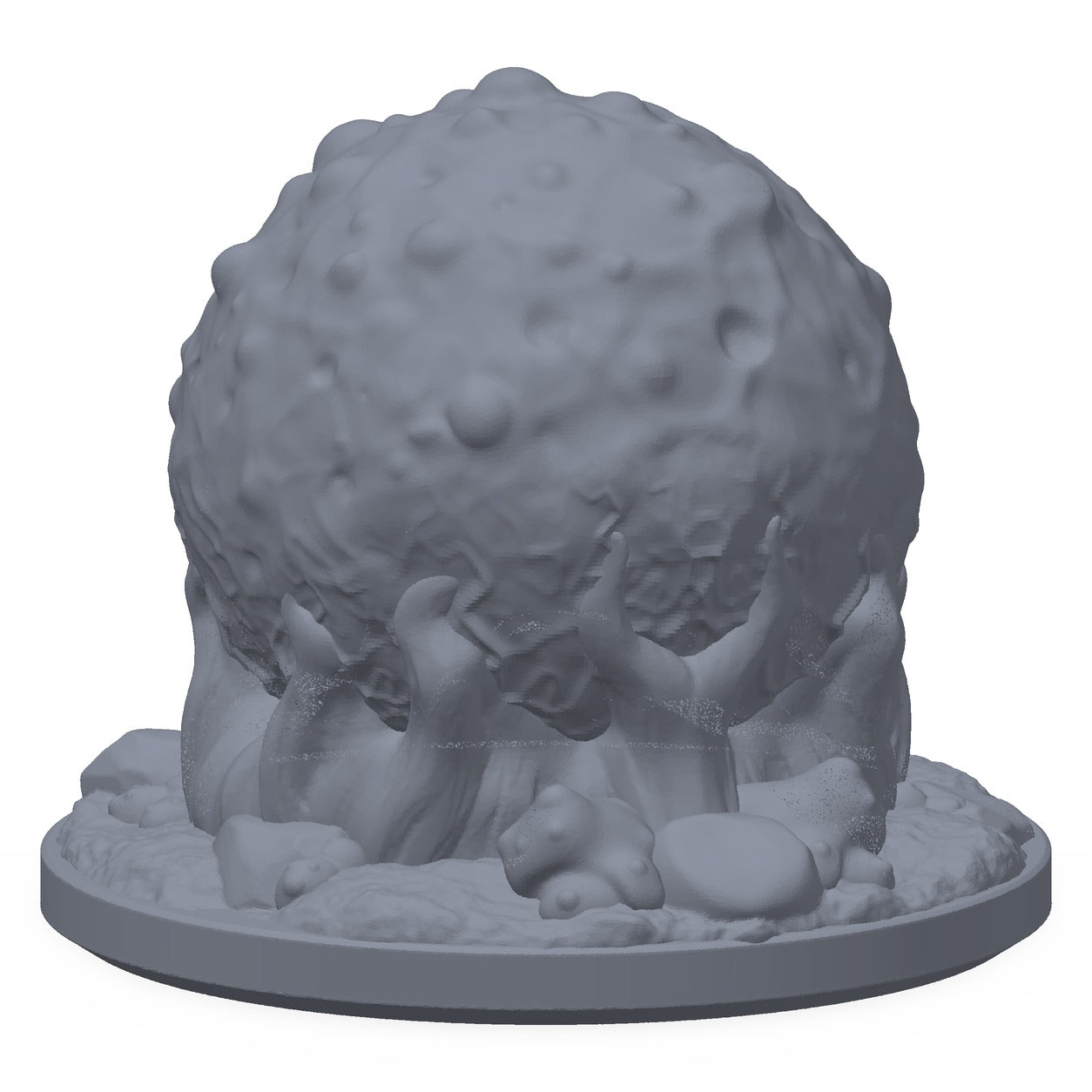 3D-printet edderkoppegg i grå PLA – terrengrekvisitt til D&D og Pathfinder.