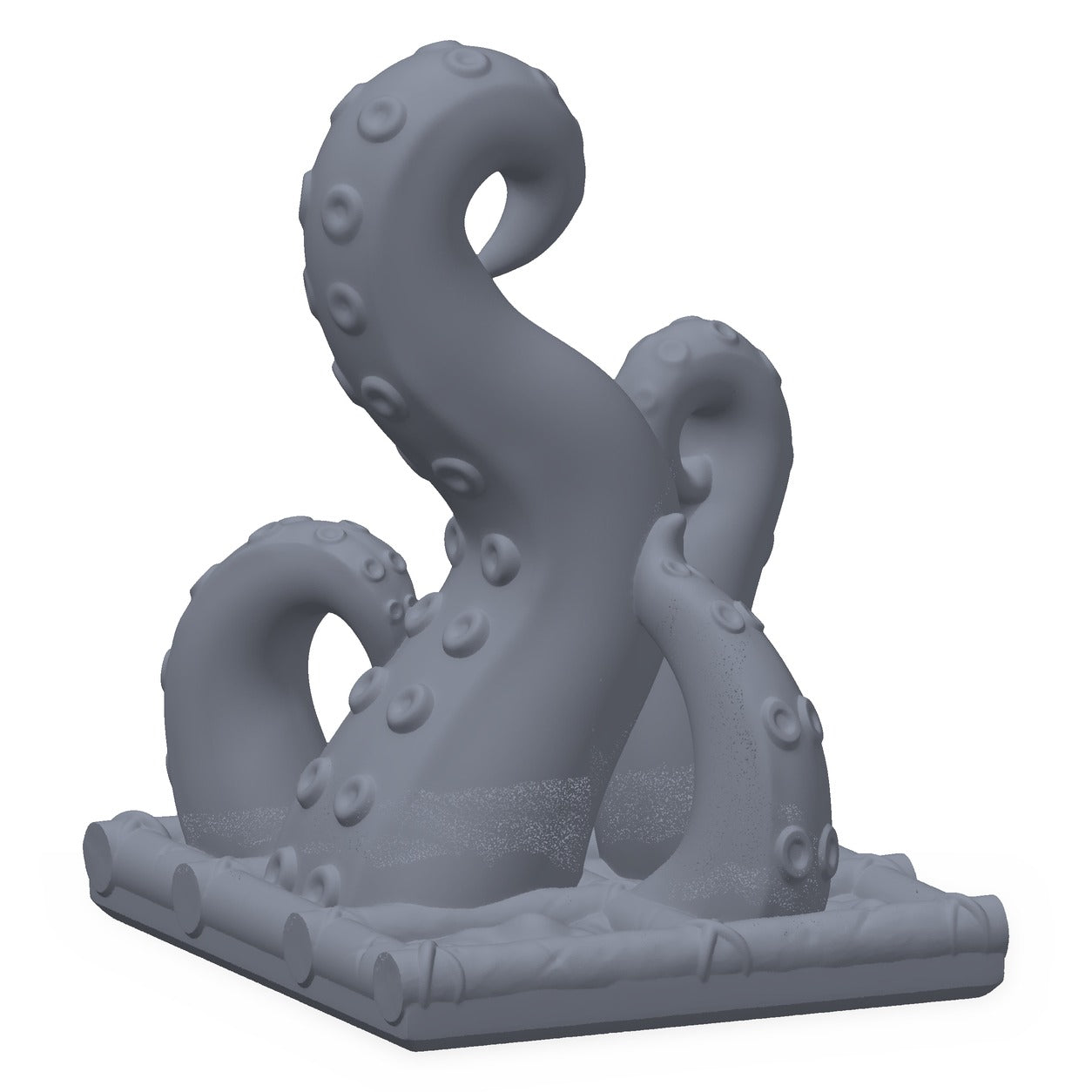 3D-printet kloakktentakel i grå PLA – terrengrekvisitt til D&D og Pathfinder.