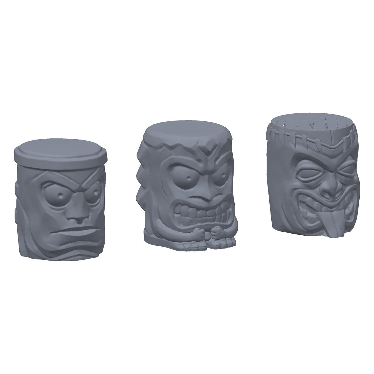3D-printet tikistatuer i grå PLA – terrengrekvisitt til D&D og Pathfinder.
