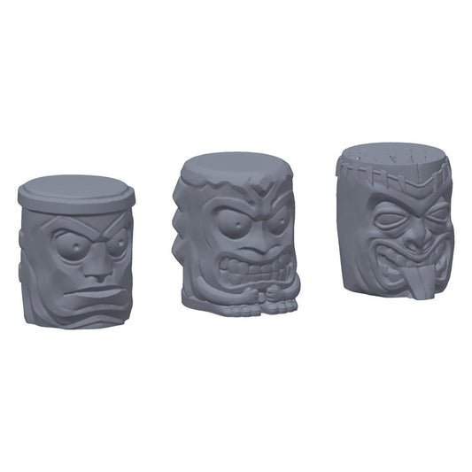 3D-printet tikistatuer i grå PLA – terrengrekvisitt til D&D og Pathfinder.