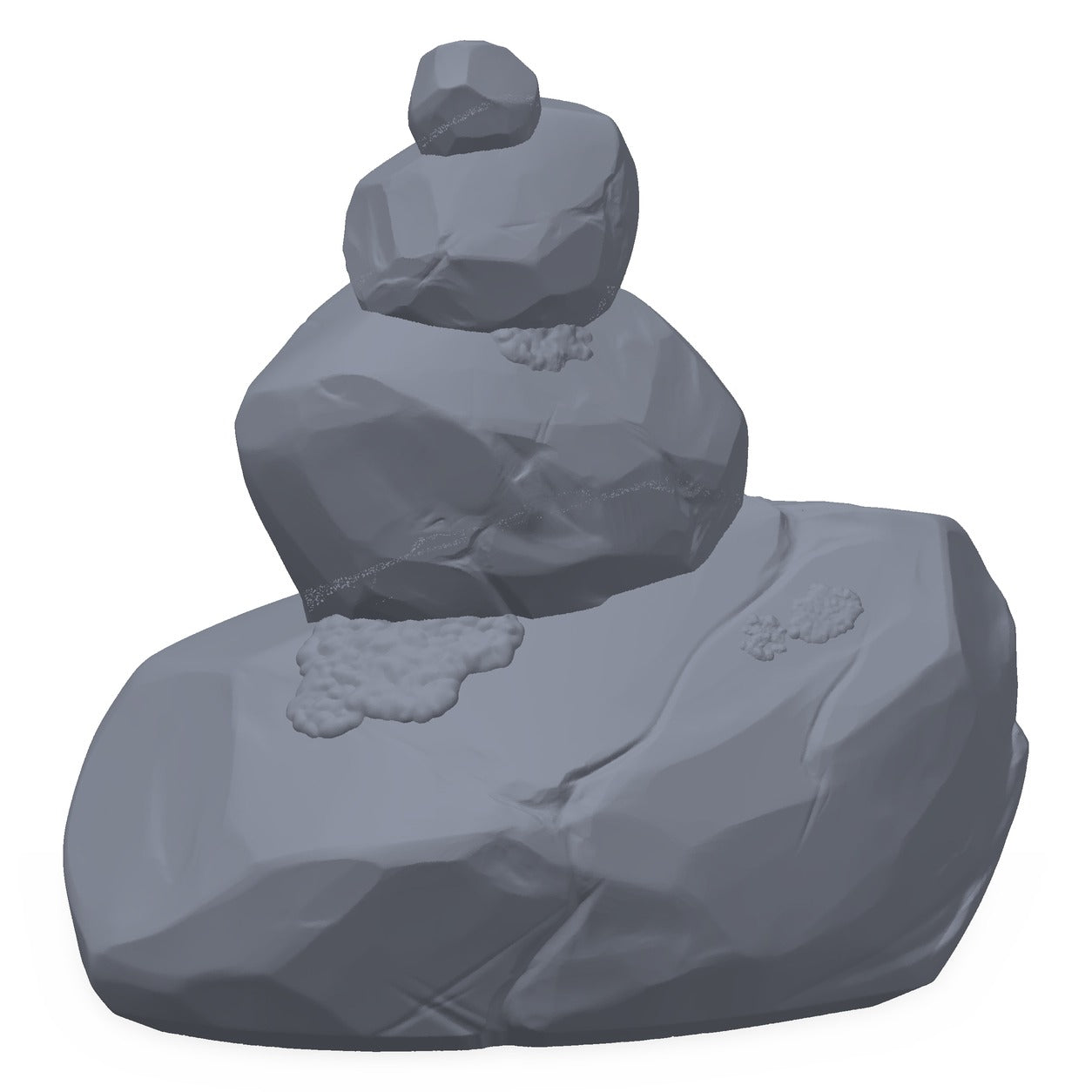3D-printet skogssteiner i grå PLA – terrengrekvisitt til D&D og Pathfinder.