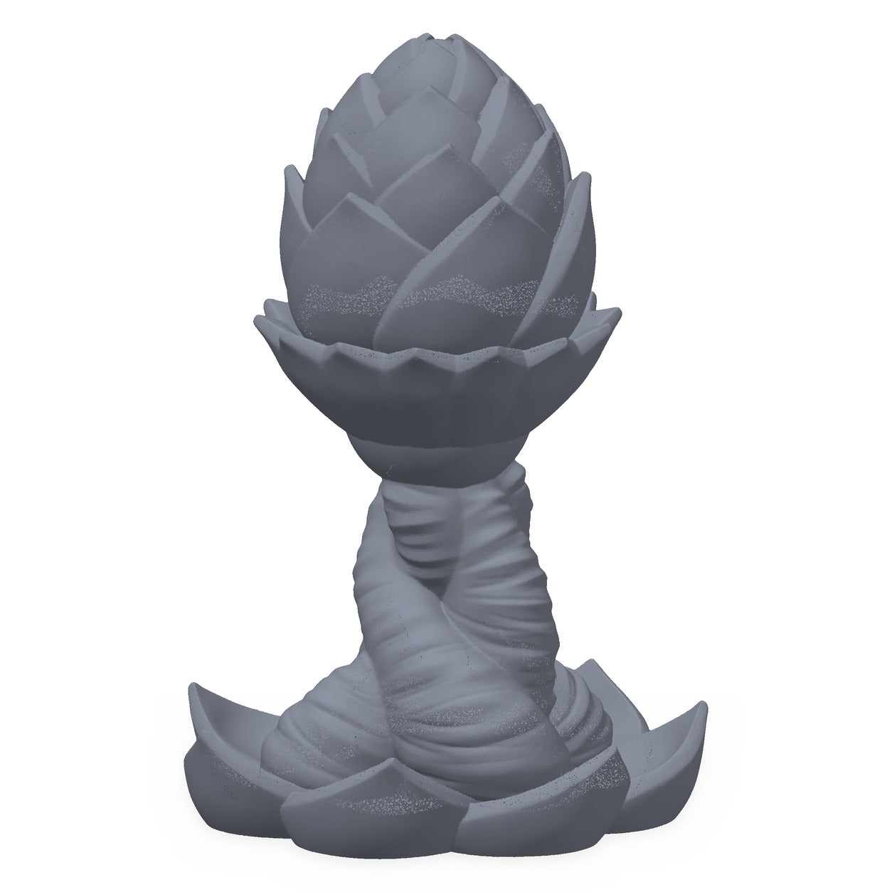 3D-printet villblomst i grå PLA – terrengrekvisitt til D&D og Pathfinder.