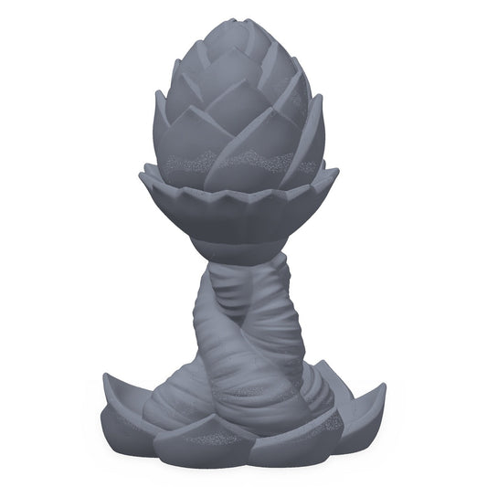 3D-printet villblomst i grå PLA – terrengrekvisitt til D&D og Pathfinder.