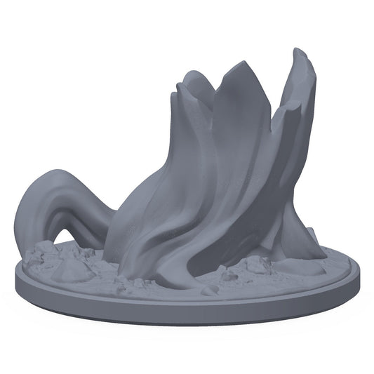 3D-printet villskogsstamme i grå PLA – terrengrekvisitt til D&D og Pathfinder.