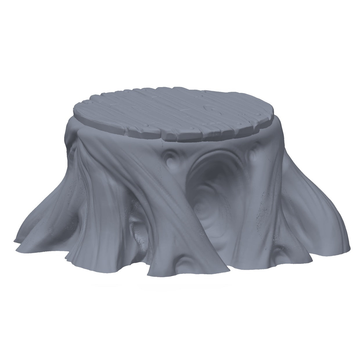 3D-printet trebord i grå PLA – terrengrekvisitt til D&D og Pathfinder.