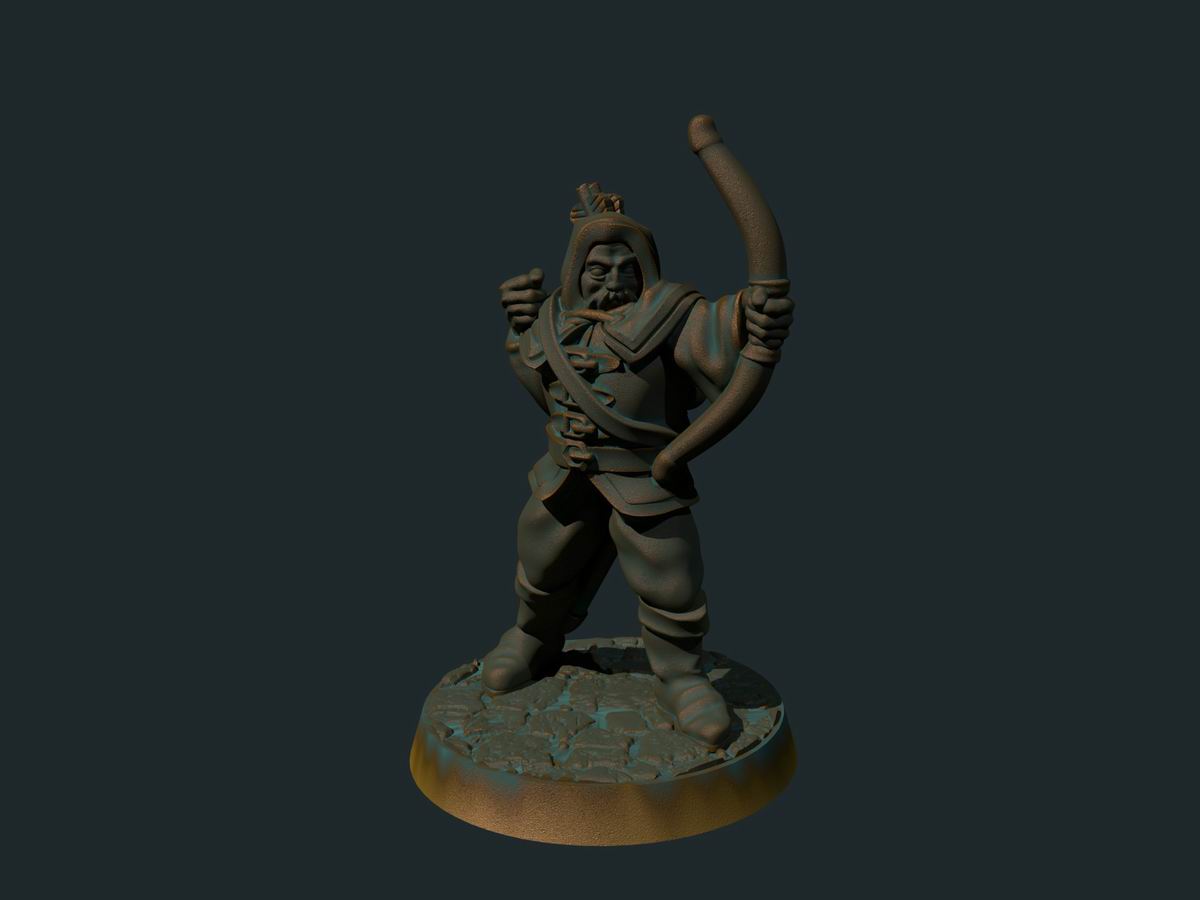 Ranger med bue - 3D-printet D&D-miniatyr fra Spillsmia