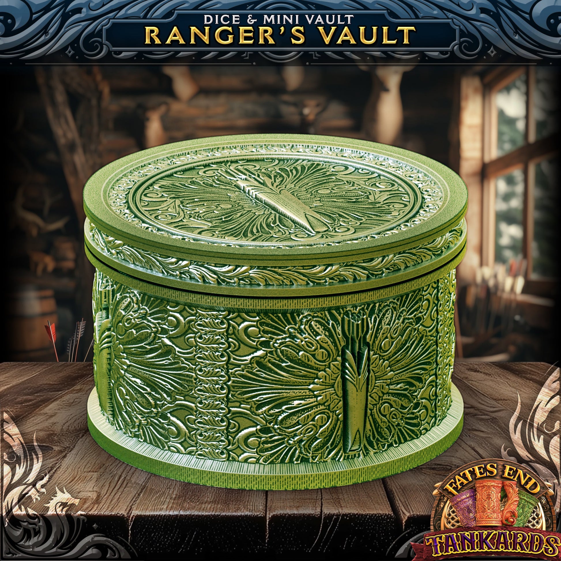 Ranger's Flask - dice- og mini-vault fra FatesEnd, 3D-printet til D&D og rollespill.