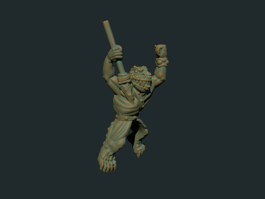 Lizardman-rytter med kastespyd, 3D-printet D&D-miniatyr fra Spillsmia.