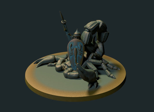 Saracensk spydrytter på skorpion, 3D-printet D&D-miniatyr fra Spillsmia.