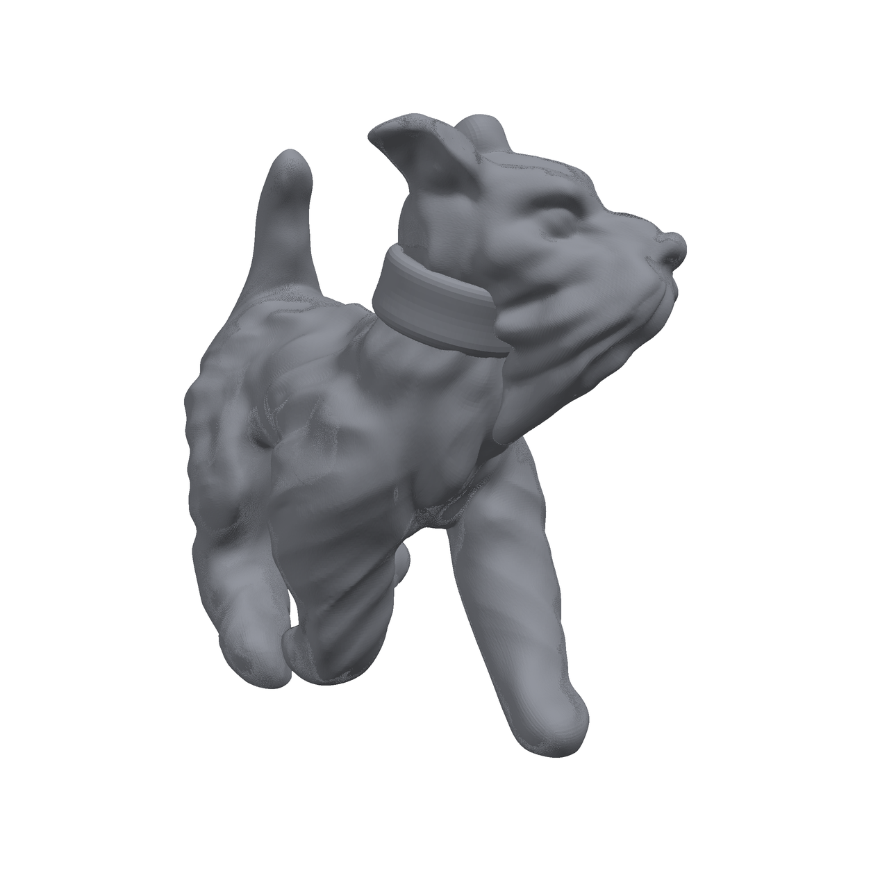 Valp 2 – 3D-printet miniatyr i grå PLA, umalt, til D&D og Pathfinder