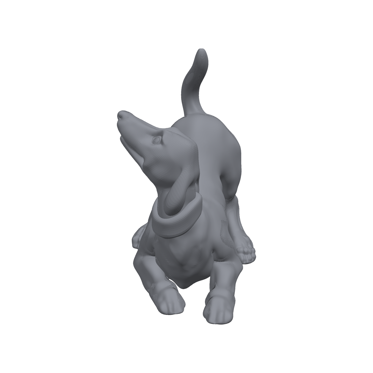 Valp – 3D-printet miniatyr i grå PLA, umalt, til D&D og Pathfinder