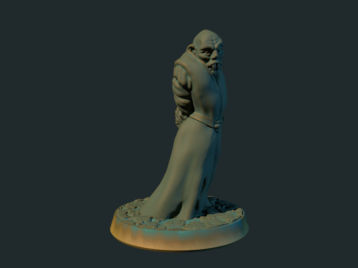 3D-printet Nosferatu-vampyr i grå PLA til D&D og Pathfinder.