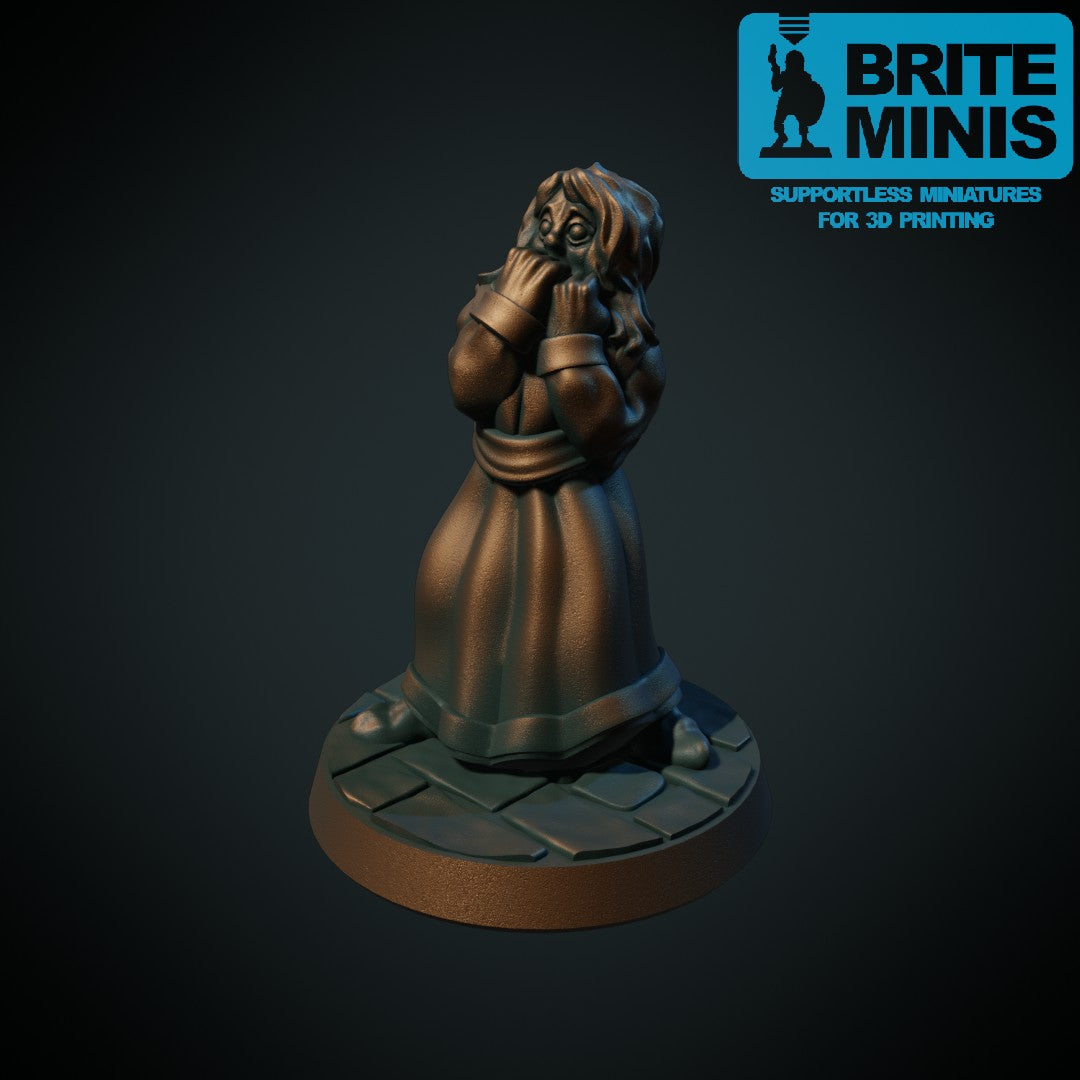 Skremt landsbyboer - 3D-printet D&D-miniatyr fra Spillsmia